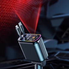 多功能車用充電器，內建多接頭，智能電壓監測，快速充電，小巧便攜, 黑色, 580W【最新款【一拖五擴充】星空頂氛圍燈+兼容全協議