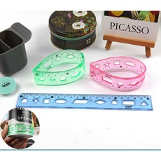 플라스틱 도형 자 20cm 문구용 구부러지는 자