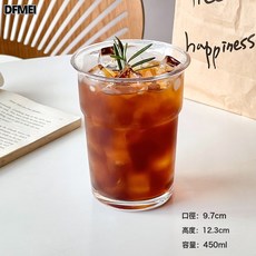 DFMEI ins風反口玻璃杯高級感字母咖啡杯大容量冷飲杯果汁杯牛奶杯, 1個