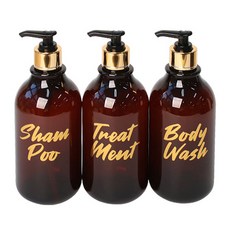 로맨틱노벰버 골드 욕실 디스펜서 3종 세트, 브라운 520ml/골드 스크립트, 3세트