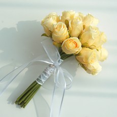 아티제이 셀프 웨딩 로즈 조화부케 촬영 인테리어 소품 장미 꽃, 옐로우, 1개