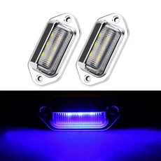 유니버설 크롬 LED 번호판 빛 12V 후면 브레이크 라이트 라이센스 미등 자동차 트럭 왜건 밴 RV 오토바이 6, 03 2pcs Chrome Blue, 01 China Mainland