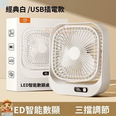 TRXQE 桌面小空調風扇 LED智能數顯 三檔調節, 白色◆插電款【無聲❄三檔調節❄超大冷風】, MCF-000