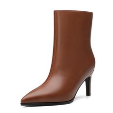 ROSERWISH 여성용 앵클 부츠 키튼 로우 힐 포인티드 토 부츠 캐주얼 컴포트 드레스 쇼트 GoGo 부츠 7.6cm(3인치) 가을 겨울 신발 화이트. 6