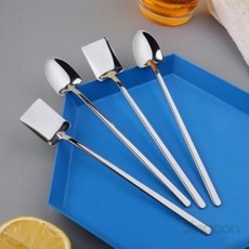 BrtWM 사무실 커피용품 커피막대 홈카페용품 삽모양 롱 티스푼 18cm, 사각형