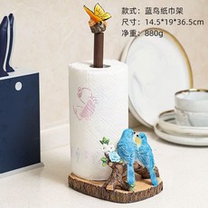 藍鳥造型紙巾架 廚房捲紙收納架 客廳裝飾擺件, 1個, 藍鳥紙巾架
