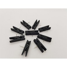 嘉義出貨 創意木質工字釘 木夾子 可愛圖釘 按釘 軟木板固定照片牆留言毛氈板 紀念照片墻, 黑色帶釘夾子【20個】, 1個