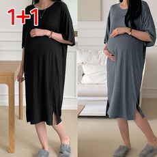 1+1 수엠W 임산부 홈웨어 반팔 B018 더블핏원피스