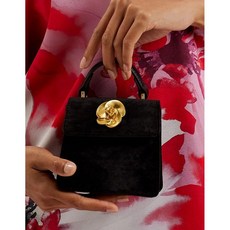 TED BAKER Rosiya Mini Velvet Rose Detail Top Handle Bag Black
