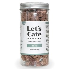 Let's Cate 鮮肉凍乾 鹿肉 80g 貓零食 台灣製造 無添加 急速冷凍, 1個