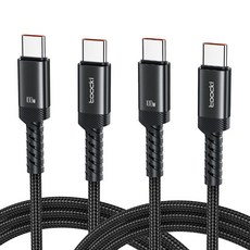 Toocki 단선 방지 E Marker 칩 100W C to C 타입 초고속 메탈 충전 케이블, 블랙, 2개, 2m