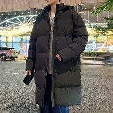 加厚保暖長版棉衣 男女同款純色簡約冬季外套 寬鬆潮牌棉服