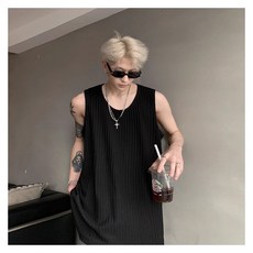 ANYOU 남성 여름 민소매 티 패션 여름 스포츠 운동 나시