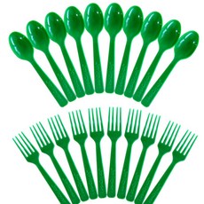 피플스파티 국산 플라스틱 파티스푼10p 포크10p, 1개, 그린