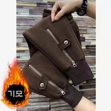 중년 여성 기모 바지 가을 겨울 캐주얼 하이웨이스트 도톰 팬츠 루즈핏 엄마 조거 배기 바지 CY