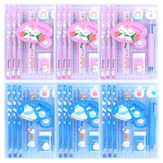 Popcorn Fancy Molang 保護殼文具2款 x 3件組, 粉紅色 + 藍色, 1套