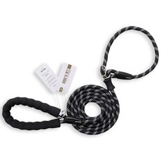 독스랩 일체형 목줄 리드줄 세트 스트롱 로프 슬립 소형견 중형견 대형견 2M 3M 5M, 일체형 / 블랙, 1개