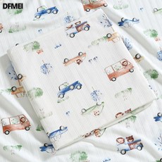 DFMEI 嬰兒包單新生兒純棉包被寶寶卡通裹布包布抱毯襁褓春夏秋產房包巾, 包邊包單條紋叢林的士