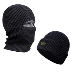 KROF 巴拉克拉法帽子男士冬季護臉頭套防風保暖麵罩護耳針織毛綫冷帽女, 黑色, 1個