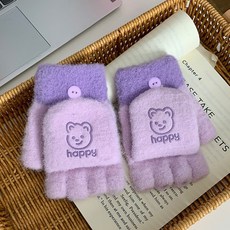 兒童冬季卡通手套 男女童防寒保暖刷毛手套 五指翻蓋設計