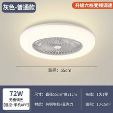 거실 천장 선풍기 식당 숙소 침실 라이트팬 펜션 60cm, 13. 업그레이드 회색 55cm 리모컨+앱