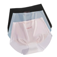 Elan Plus無痕冰絲面膜內褲，舒適透氣，無痕貼身，桑蠶絲抗菌，女內褲, 黑/淺灰藍/粉白