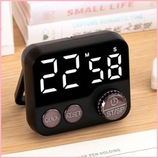 LED 靜音定時器 廚房倒計時 美容運動自律旋轉計時器 4DPZ, 黑色按鍵旋轉, 1個