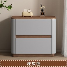 STTPEI 全實木奶油風床頭櫃, 實木 木紋皮 淺灰色:寬50深40高50公分收納櫃