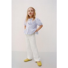국내배송 자라 ZARA 스트라이프 리본 블라우스 - 스크래치 화이트 984102