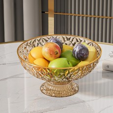 물빠짐 과일바구니 트레이 간식 투명바구니, 1개, 클리어골드