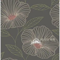 꽃무늬 벽지 수입 엔틱 플라워 접착식, 로열블루