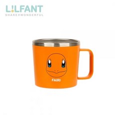 韓國 Lilfant 馬卡龍色 304不鏽鋼兒童水杯 雙層隔熱, 1個, 不鏽鋼水杯(260ml)-小火龍