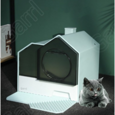 Garrl 고양이 화장실 전폐식 악취방지 특대형 서랍식 모래똥 유출방지형, 그레이, 1개