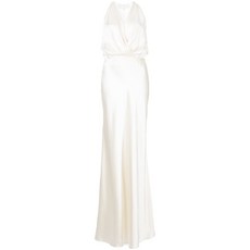 미셸메이슨 드레이프 홀터넥 이브닝 드레스