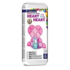 MAGNA-TILES 마이크로 매그 자석 타일 트래블 세트 26pcs, 하트 투 하트