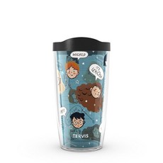 Tervis Harry Potter - Cosmic 헤드윅 미국산 이중벽 단열 텀블러 여행용 컵으로 음료를 차갑고 뜨겁게 유지 225905, Harry Potter™ - Doodle Quotes, 16oz Classic Tumbler with Trav