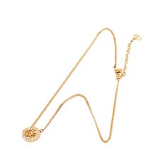 크리스찬 디올 중고 1980 골드 도금 라인스톤 로고 펜던트 코스튬 네크리스