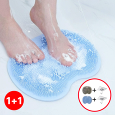 더앤모어 논슬립 풋브러시 실리콘 발각질 제거 매트 1+1, 블루+그레이, 2개, 2개입