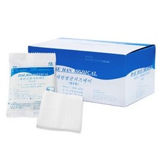 의료거즈 대한 멸균거즈 100매 2인치 가아제 드레싱 외과거즈 일회용거즈 소독거즈, 1개