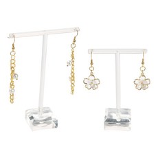 2개 투명 유리 귀걸이 진열대 T자 주얼리 정리대 6x9cm 8x11cm