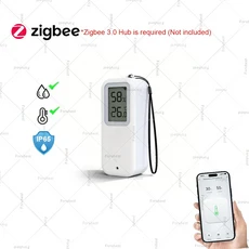 Zigbee 방수 온도 센서 앱 원격 모니터 게이트웨이 필요 Smart Life Z2MQTT와 함께 작동, 01 zigbeewith screen