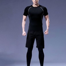 남성 트레이닝 헬스 운동 런닝 반바지 반팔 세트 남자 운동복 레깅스 남자요 가복 MD2026-TRC001