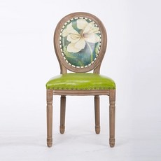 앤틱의자 유럽 복고풍 북유럽 카페 원목 감성 왕실 등받이 프랑스, 비취색, 1개