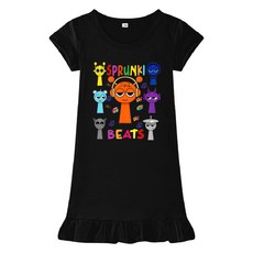 XCAO sprunki 스프런키 캐릭터 프린트 여아 원피스 냉장고 잠옷