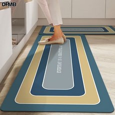 DFMEI 硅藻泥廚房專用地墊吸水吸油防滑可擦耐髒浴室門口墊滿鋪裁剪, 1個, 硅藻泥-黃藍