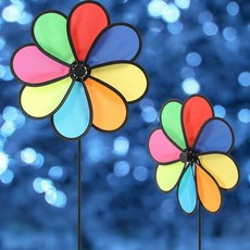 칼라풀 플라워 옥스퍼드 정원바람개비 2P 화단 정원용바람개비대형 화단꾸미기 야외용