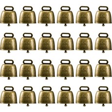 재미있는 라비 24 PCS 브론즈 징글벨 빈티지 벨 소 말과 양 방목용 작은 종 공예품 야외 크리스마스 할로윈 장식 선물, Red Bronze