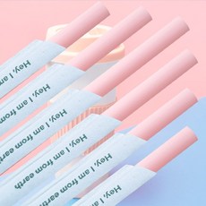 빌리에코 벤티 롱 옥수수 빨대 핑크 25cm PLA 식물성 롱 텀블러 빨대, 1개, 100개입