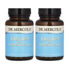 Dr. Mercola 닥터 머콜라 칼슘 180mg 비타민 D3 125mcg 캡슐, 30개 2병, 2개