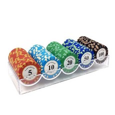 德州撲克籌碼壓克力透明籌碼盒100片裝帶蓋, 1個, 德州撲克籌碼盒 (100片裝)
